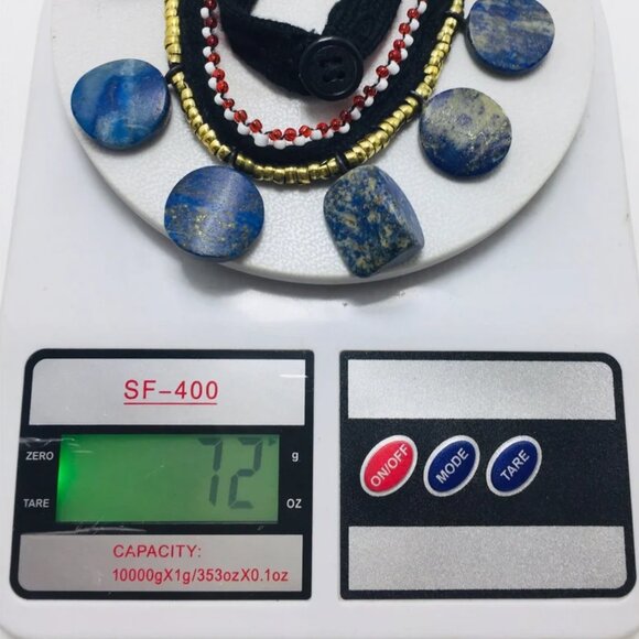 Tribal Choker Necklace With Dangling Lapis Lazuli Stones, Vintage Lapis Stone - Picture 10 of 10